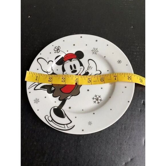 Disney Minnie Mouse Christmas Salad Plate Ice Skating Joy Holiday Snowflakes NEW - Picture 3 of 5